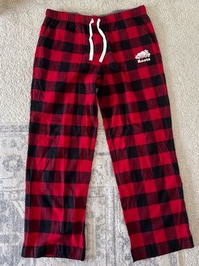 Roots Park Plaid Pajama Pants Black Red